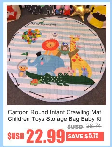 Cartoon Round Infant Crawling Mat Children Toys Storage Bag Baby Kids Floor Play Mat Drawstring Toy Storage Organizer