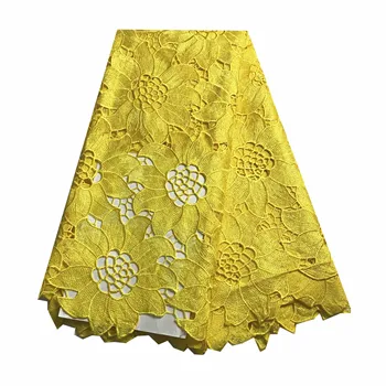 

High Quality Yellow Dress African Cord Lace Fabrics Swiss Voile Lace In Switzerland Renda Guipure KRL-57544