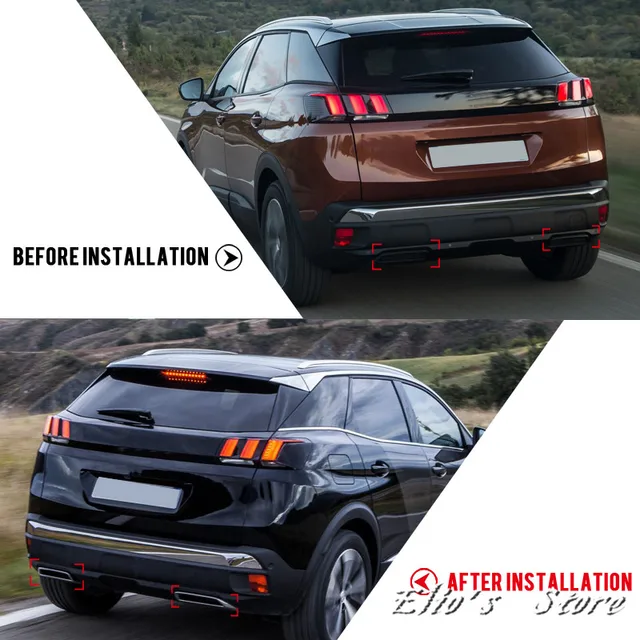 Car Styling 2PCS ABS Plastic Tail Rear Exhaust Muffler End Pipe Cover Decoration Trim For Peugeot 3008 5008 Allure 2017 2018