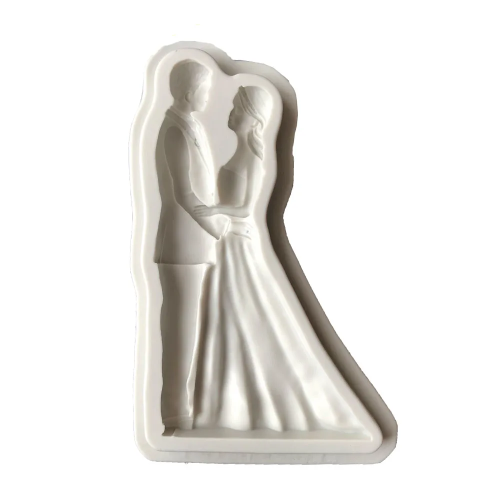 

Bride Groom Wedding Fondant Cake Silicone Mold Chocolate Fudge Baking Tools