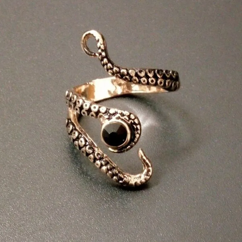 

Drop Shipping Band Octopus Ring Seductive Tentacle Rings Ancient Rose Gold Plating Color Rhinestone by Octopus adjustable size