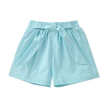 Популярные шорты для маленьких девочек новые летние резинка на талии с бантом однотонные повседневные модные детские короткие штаны детская одежда яркие цвета XL386