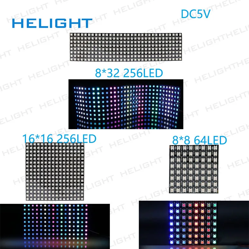 

DC5V WS2812B Led Panel screen Chip 8x8/8x32/16x16/20x50 Pixels WS2812 Full Color Panel Screen
