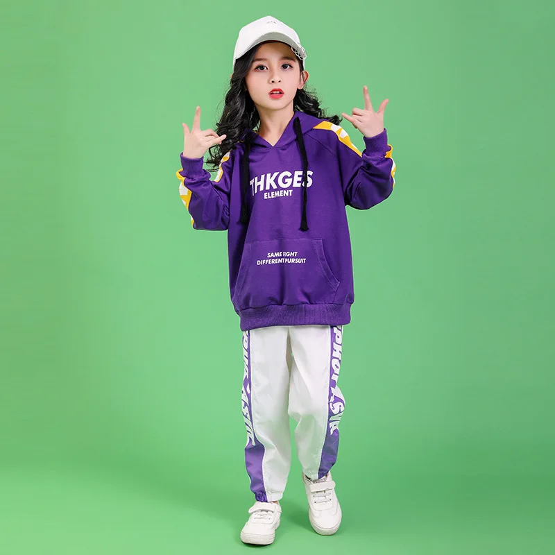 Kids Letter Hoodie Tops cotton children sport suits Dance Costumes for Girls Teenage Girl Hip Hop Clothing 10 12 14 16 18 Years (14)