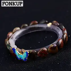 Forkup красная яшма браслет Мода Для женщин голограмма браслет сердце вечерние украшения Beade цепи 925 серебряный шар аксессуары бабочки