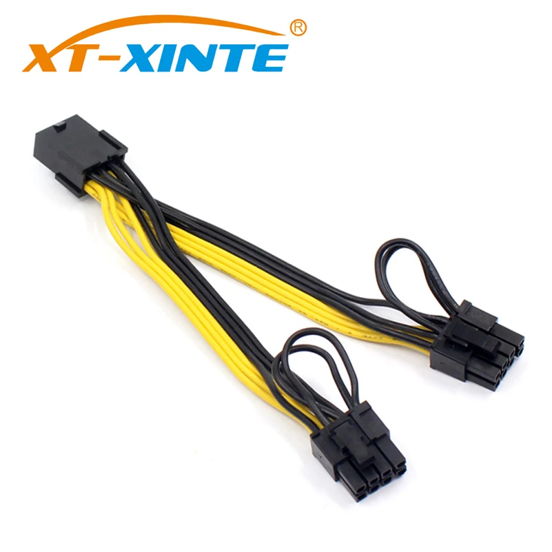 Koop 10 Stks partij Pci E Pcie 8 P Female Naar 2 Port Dual 8pin 6 + 2 P Mannelijke Gpu Grafische Video kaart Mijnwerker Power Verlengkabel Cord 18AWG Draad
