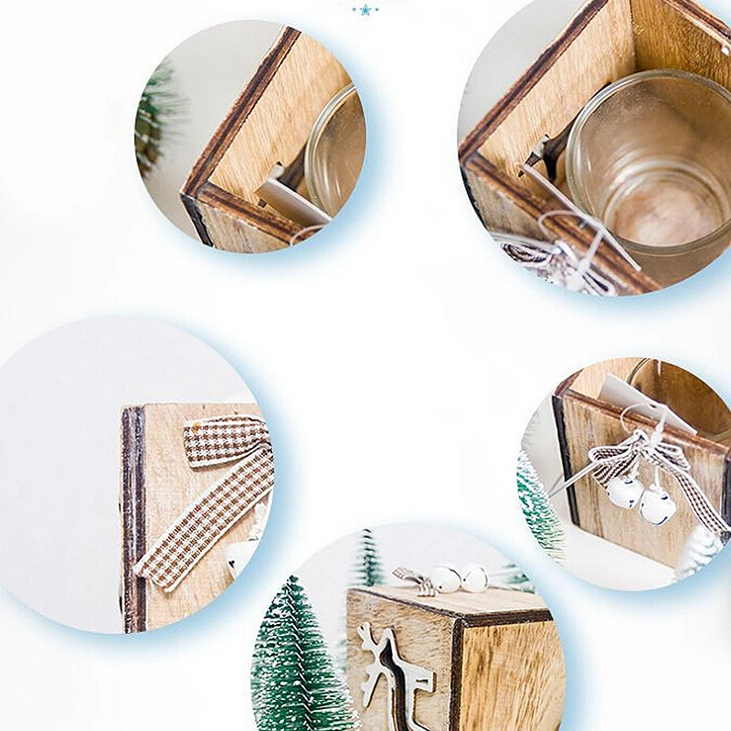Креативный Рождественский подсвечник украшение подвесной ветрозащитный деревянный подсвечник обеденный стол Свеча дерево ремесло