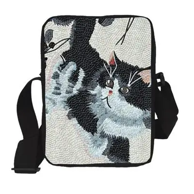 Мода г. Для женщин Мини Курьерские сумки Lady Cat печати плеча Сумки Дамы Crossbody сумки Мешочки для монет Bolsas Feminina - Цвет: Синий