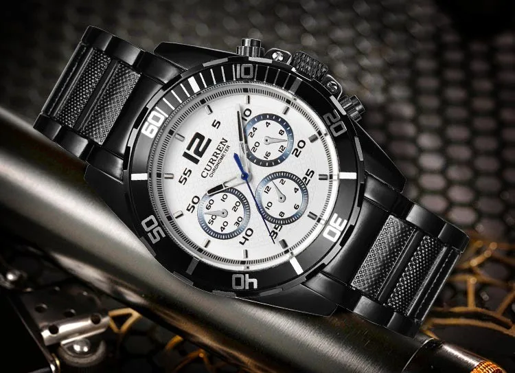 Часы Сurren Для мужчин Топ Элитный бренд военные спортивные часы Для мужчин кварцевые часы мужской Повседневное Бизнес Черный Часы Relogio Masculino