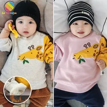 Lemonmiyu/толстовки с капюшоном для маленьких мальчиков и девочек зимняя бархатная одежда для детей плотные повседневные толстовки с рукавами для малышей Топы для маленьких детей