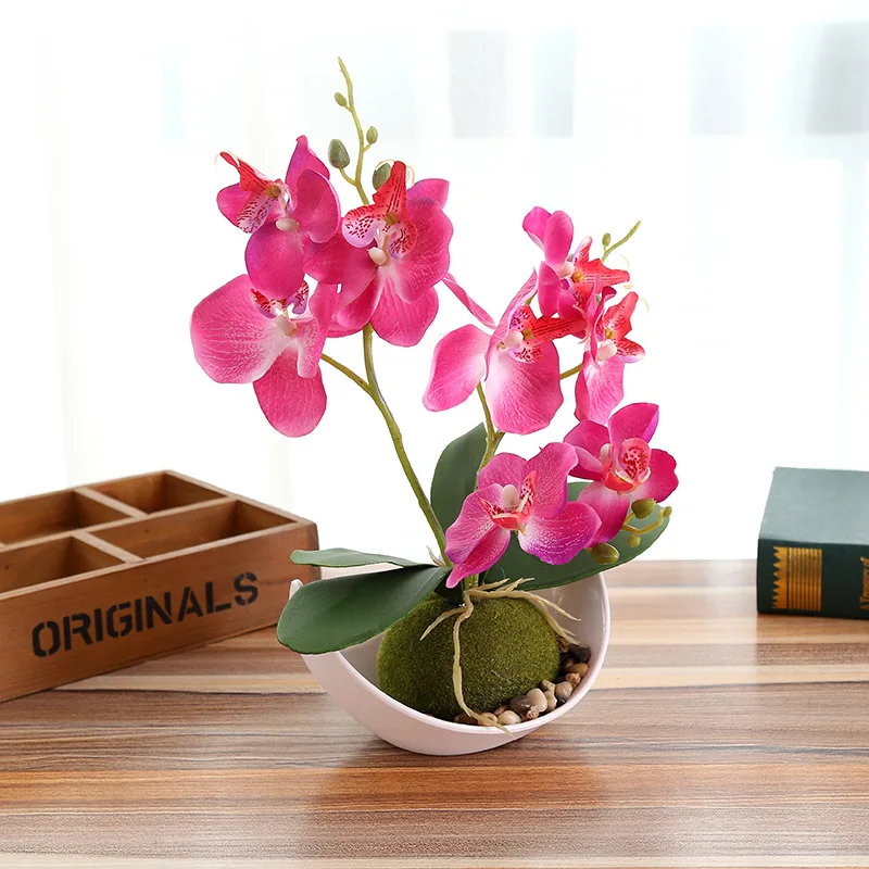 Креативный искусственный фаленопсис, бонсай, Шелковая бабочка, Орхидея, декоративные горшки, декоративные цветы, набор для дома