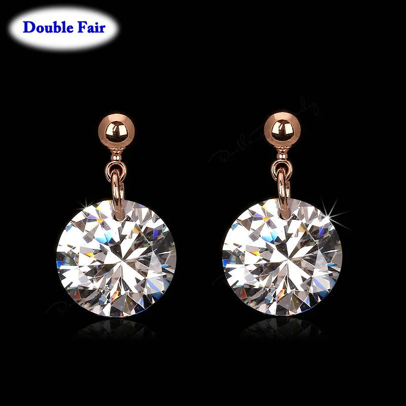 

DWE153 CZ Stud Earring For Women Rose Gold Color Jewelry Austrian Crystal Wholesale