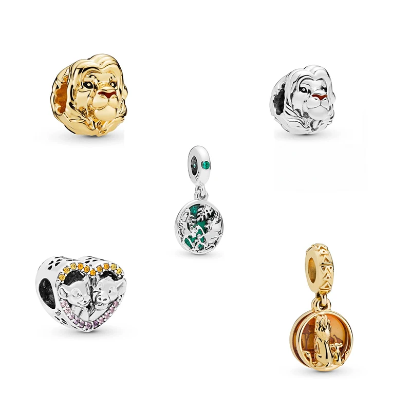 

100% 925 Sterling Silver Summer Shine Lion King Simba Series Charm Fit Pandora DIY Europe Women Original Bracelet Jewelry