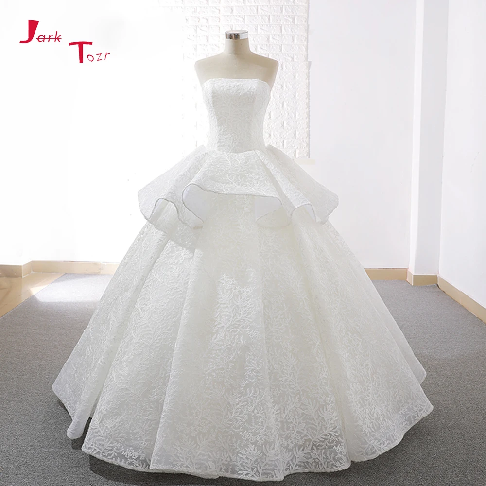 

Jark Tozr Custom Made Off The Shoulder Strapless Princess Lace Ball Gown Wedding Dresses Plus Size 2019 Vestido De Noiva Renda
