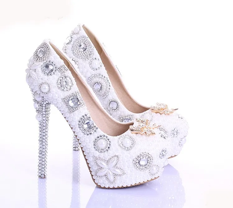 Весенние свадебные туфли со стразами и бабочками новейший стиль Жемчужно-белые туфли ручной работы из натуральной кожи на очень высоком каблуке под свадебное платье