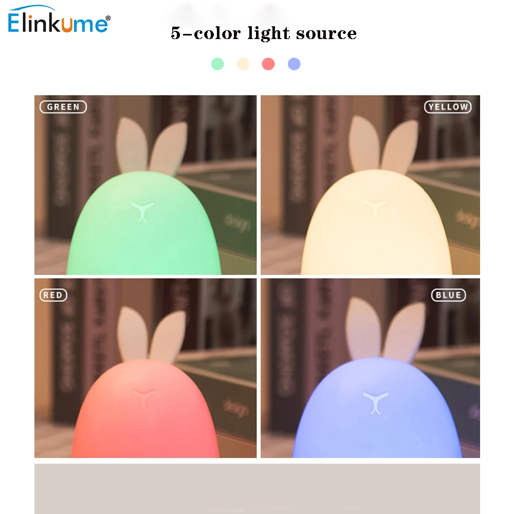 

Cute Rabbit Silicone Patting Little Night Lamp Cartoon Desk Lamp Various Modeling Baby Feeding Lamp Bedside USB Night Lamp