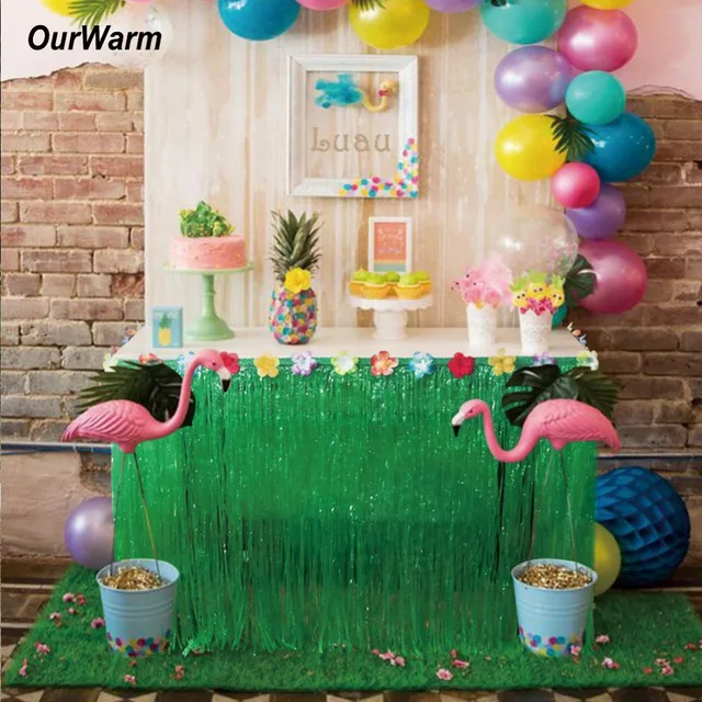 OurWarm 275*75 cm césped Artificial falda de fiesta hawaiana decoración