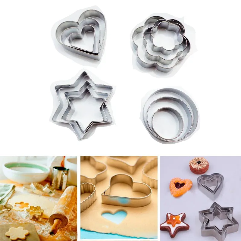 12 Metal Biscuit Star Cookie Cutters Set Cake Mould Sugarpaste Decorating Pastry