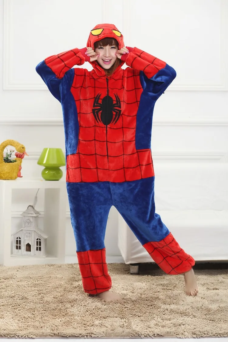 Kigurumi Spiderman Pajamas One Piece Adult Onesies Sleepwear Sleepsuit
