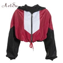 Арцу уличная Лоскутная ветровка женская красная куртка Осенняя верхняя одежда короткая куртка Женские пальто одежда черный ASCO20264