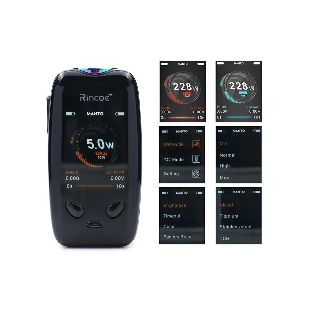 Оригинальный Rincoe манто 228 Вт модель TC IML панели vape mod поле поддержку по Двойной 18650