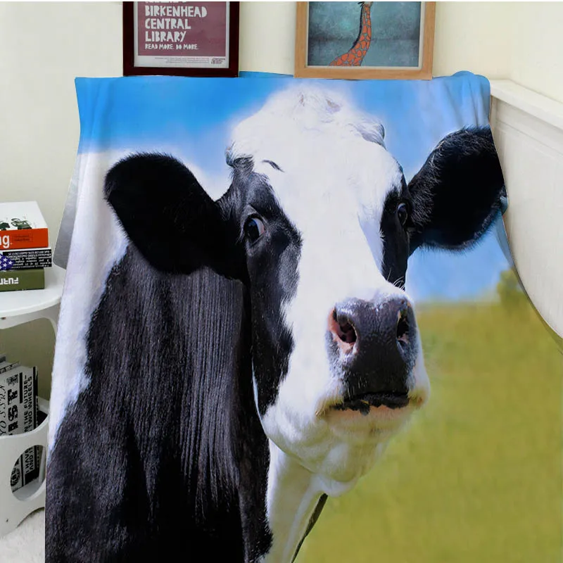 Super Soft Blankets Plush Cute Funny Black And White Cows Look At You