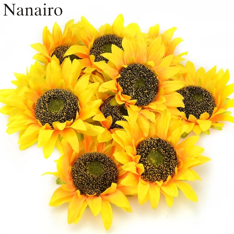 

6Pcs 14cm Large Sunflower Head Artificial Silk Flowers for DIY Scrapbooking Wreath Craft Home Wedding Decoration Fake Flowers