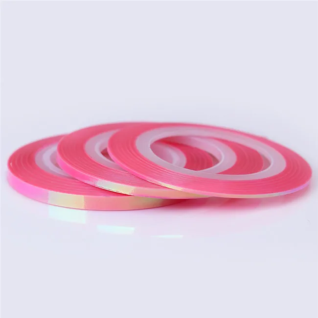 Pink 1mm 2mm 3mm 3 шт., жемчужная оболочка для ногтей, полоскающая лента, голографическая линия, 1 мм, 2 мм, 3 мм, лазерная клейкая линия, наклейка, сделай сам, Стайлинг, переводная наклейка, УФ-гель - Цвет: Pink 1mm 2mm 3mm