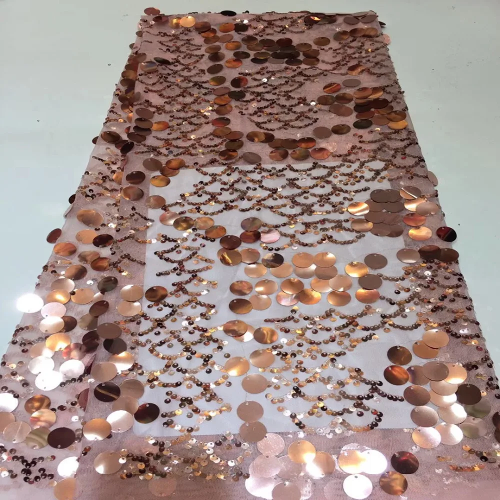 

Latest Nigerian French Net Lace Fabric 2019 High Quality African Tulle Embroidery With Sequins Mesh Lace Fabrics 5Yard/Lot A1963