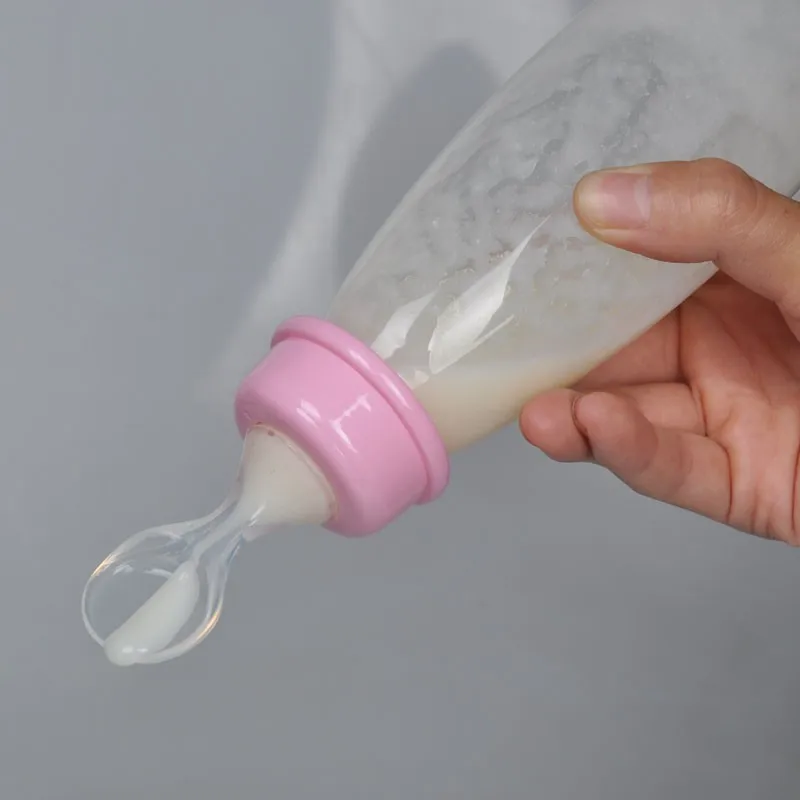 240 мл безопасности силиконовые детские бутылочки силиконовая экструзии младенческой ложка рисовая паста бутылочки для кормления Тип