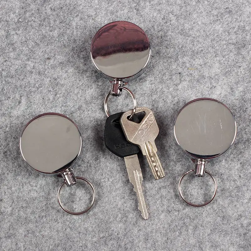 

Creative Stainless Steel Men & Women Badge Reel Cardholder Key Buckle Student High-Quality Metal Keychain Extensible Mark Logo