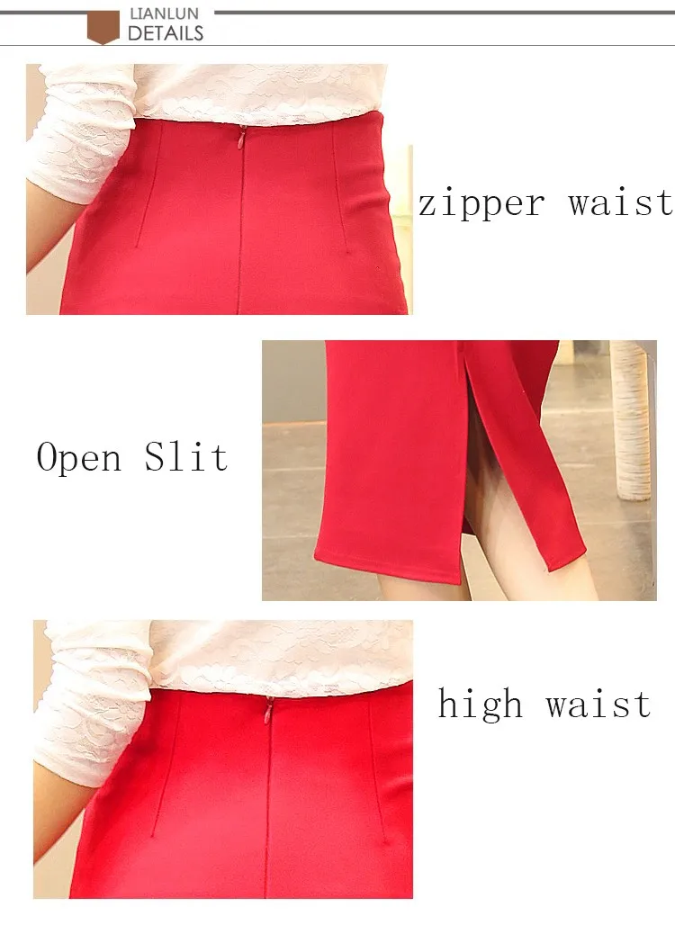 High Waist Pencil Skirts Plus Size Tight Bodycon Fashion Women Midi Skirt Red Black Slit Women's Skirt Fashion Jupe Femme S 5XL (2)