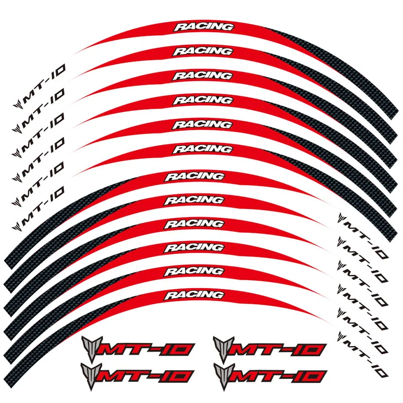 Новинка, высокое качество, 12 шт., подходят для мотоцикла, колеса, стикер, полоса, светоотражающий обод для Yamaha MT-10 MT10
