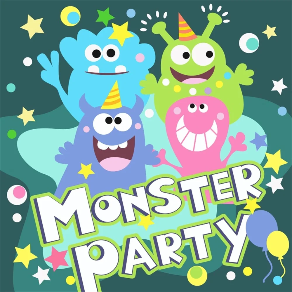 Laeacco Monster party birthday Baby Comics Star Birthday Poster Фото фоны для фотосъемки фотосессия Фотостудия