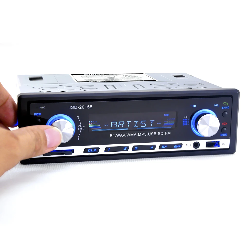 JSD20158 1 Din Car Audio Auto Radio Stereo Music Bluetooth MP3 Player FM Tunner Autoradio AUX Input Radios USB Charger Port