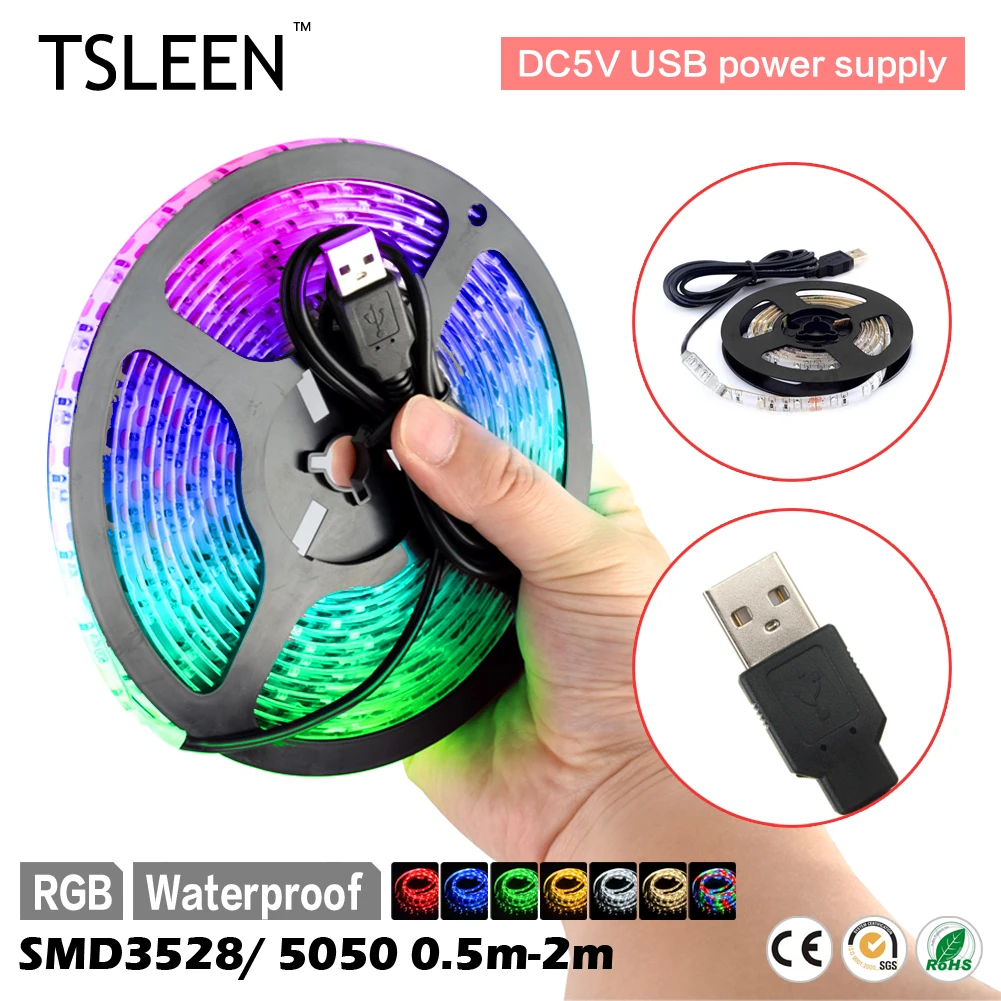 Декоративная велосипедная Светодиодная лента USB SMD 5050 RGB водонепроницаемая