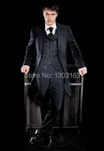 Custom Made Two Buttons Black Groom Tuxedos Notch Lapel Best Man Groomsmen Men Wedding Suits Bridegroom (Jacket+Pants+Vest+Tie)