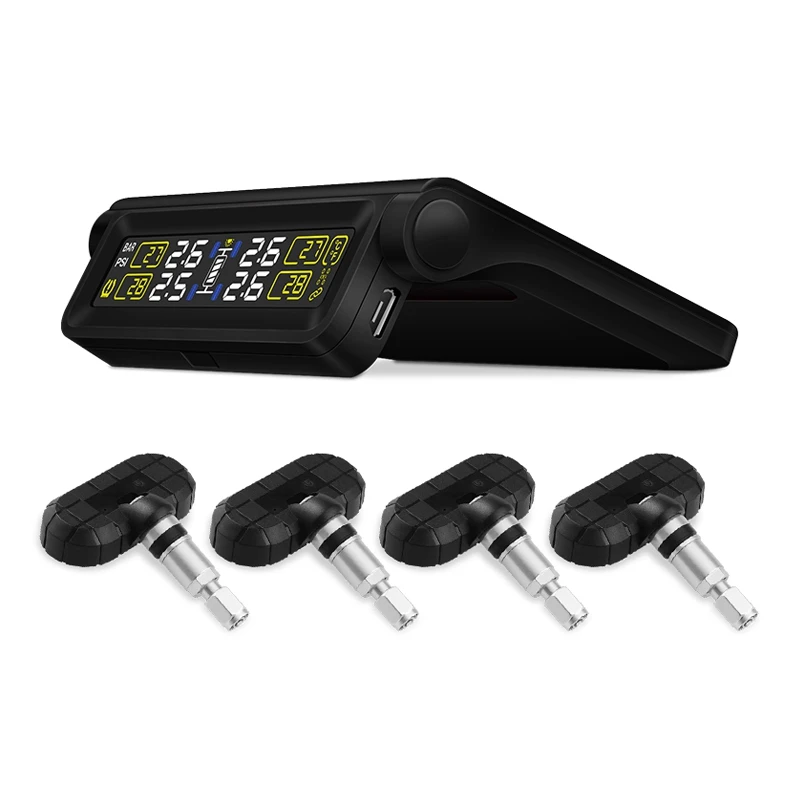 Careud автомобиля Беспроводной сенсор Tpms Солнечный шин давление температура мониторинга системы солнечной энергии питание зарядка через Usb
