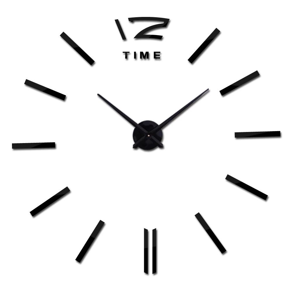 Diy 3d акриловое зеркало большое украшение для дома часы настенные часы Horloge кварцевые часы для гостиной круглые часы - Цвет: Черный