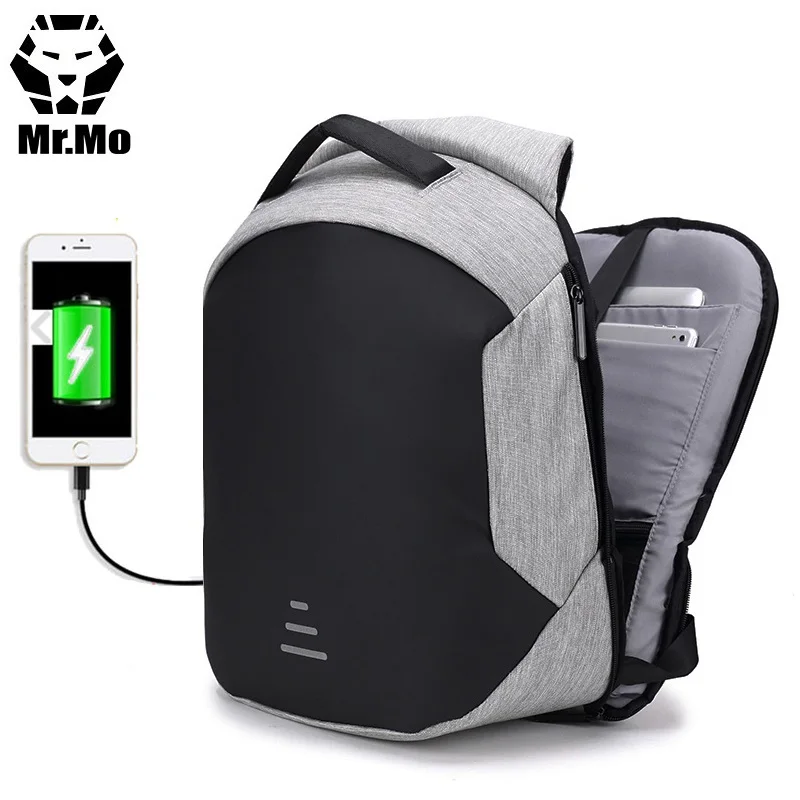 2018 populares antirrobo impermeable de carga smart USB ordenador portátil mochilas mochila bolso de los hombres
