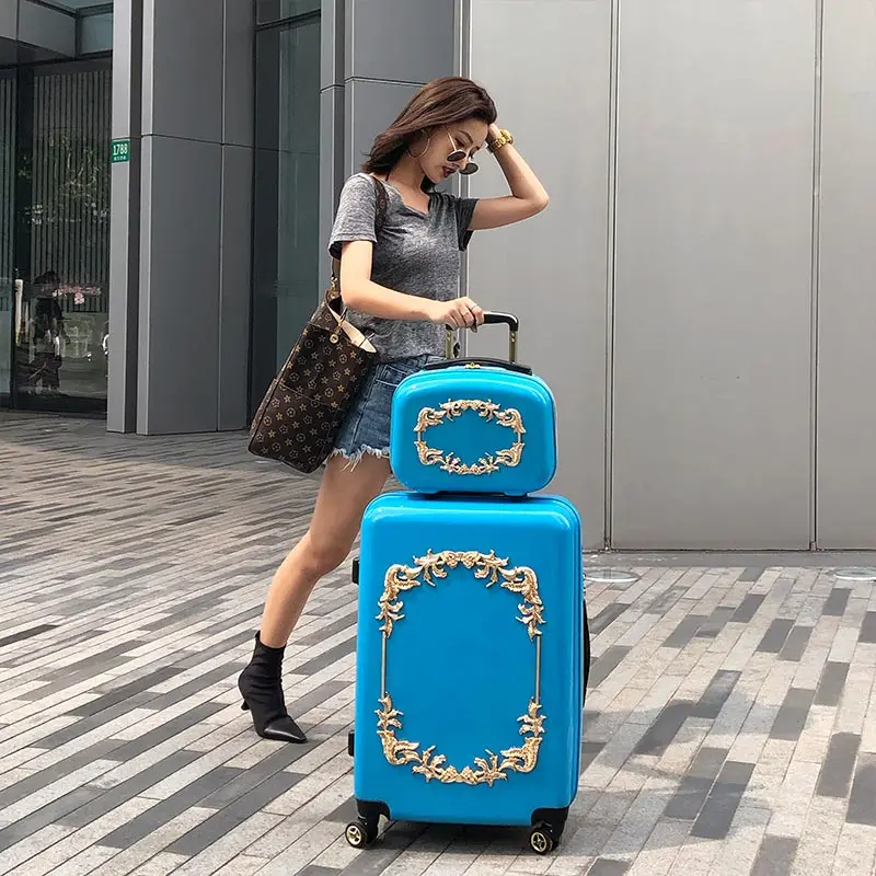 2" 24" дюймовый Женский чехол для чемодана с косметичкой PC чемодан на колесиках с усиленным корпусом с сумочкой чемодан на колесиках