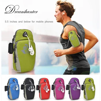 

5.5 inch Jogging Workout Sport Armband Pouch cell phone Holder Case Zippered Fitness Running Arm Band Bag Gym Adjustable Arm Bag
