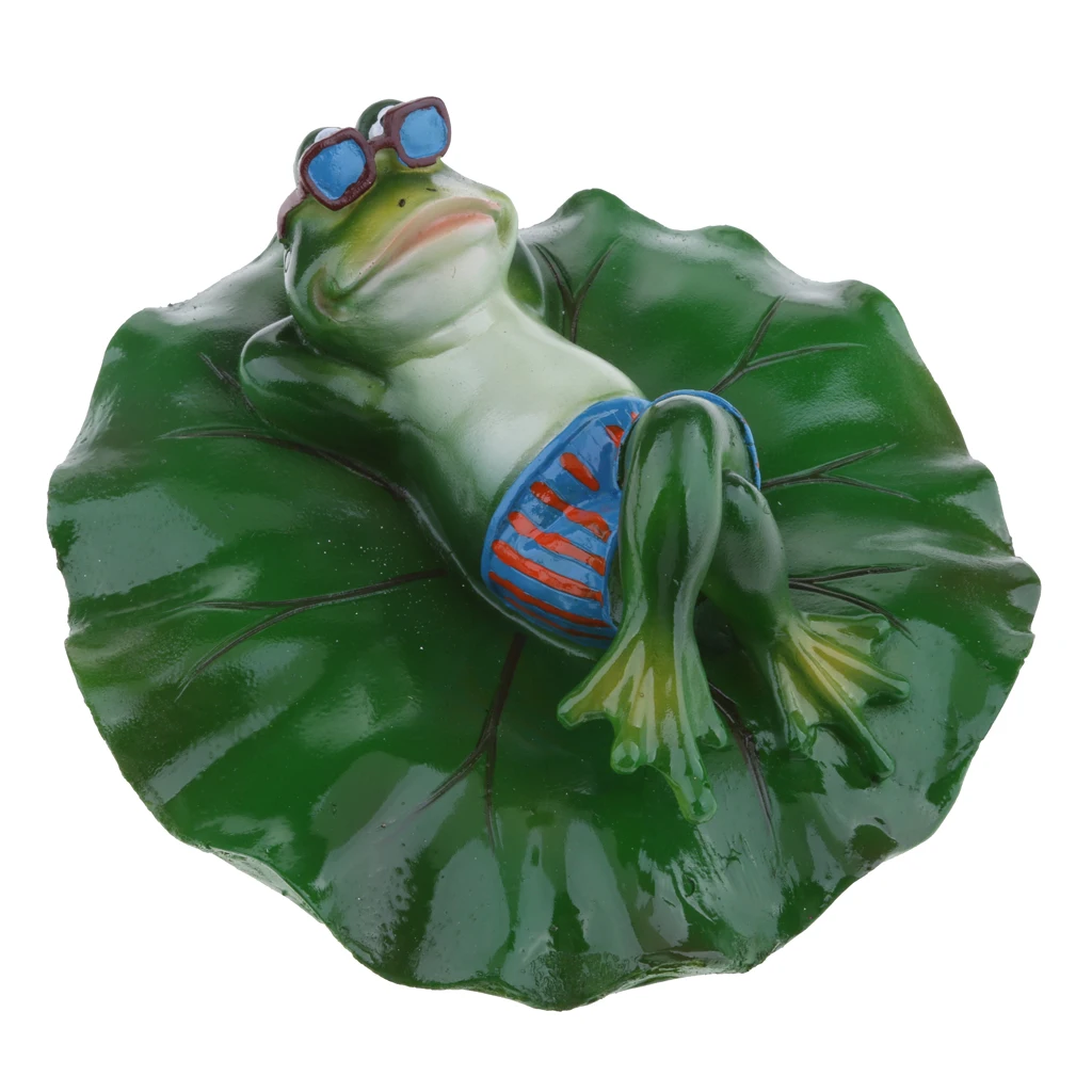6 Style Pond Lifelike Water Floating Lotus Leaf Ornament Sculpture Frog Bathtub Toys Resin Artificial Animals Home Decor
