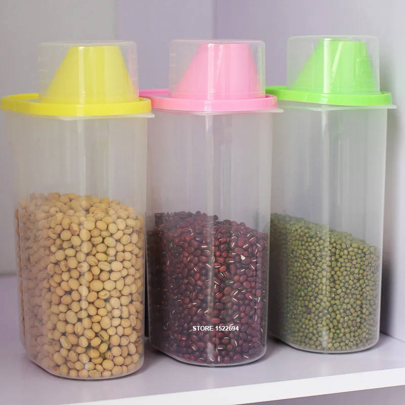 

BPA Free Food Storage Container Kitchen Grain Storage Box Food Organized Tool Pink Green Yello Boxes