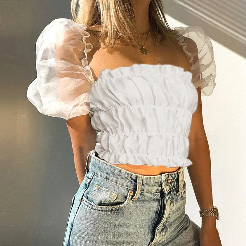 puff sleeve short shirt women06