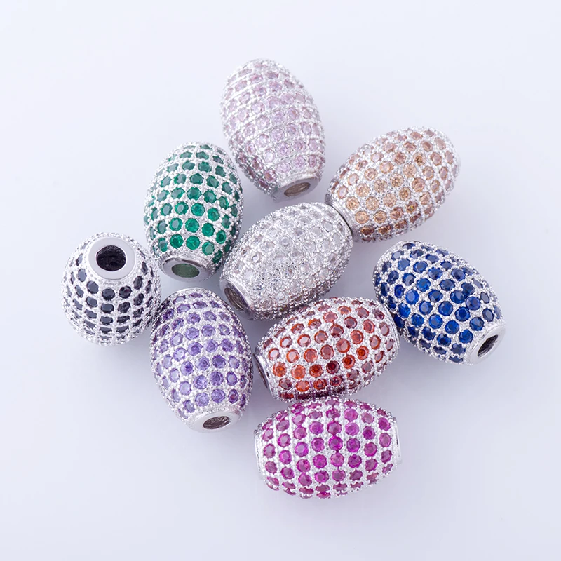 

12*8mm AAA Mode Runden Messing Mikro Pflastern Klare Zirkonia CZ Charme Metall Perlen DIY schmuck Armband Strass Disco Ball