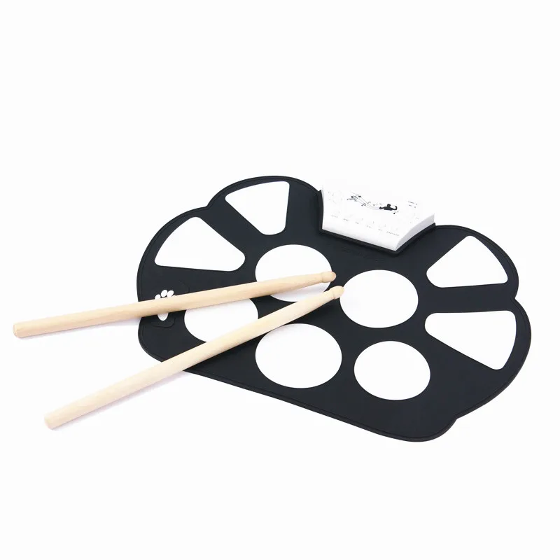 

Portable Electronic Roll up Drum Pad Kit Silicon Foldable With Stick Percussion Instruments Drum Surface Simulation