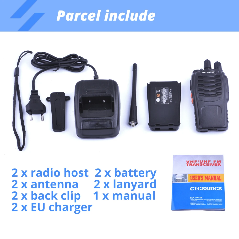 Из 2 предметов Baofeng BF 888S Двухканальные рации 888 S 5 Вт двусторонней радиосвязи