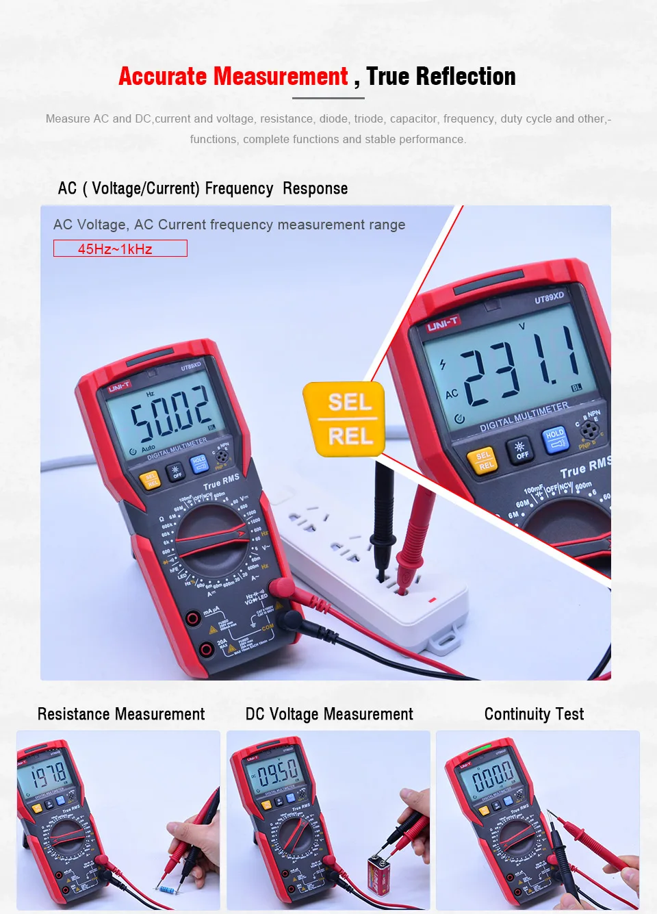 UNI-T ut89xd trms multímetro digital tester ac