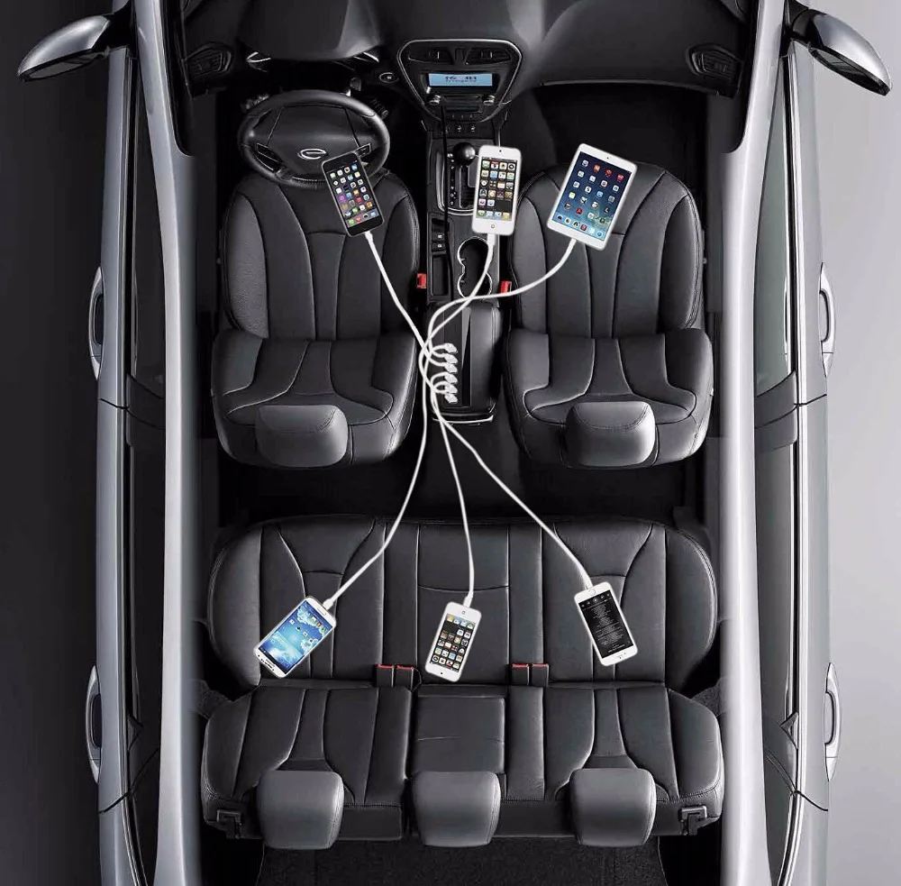 Nulaxy Car Charger 6 port USB Car Charger Fast Mobile Phone USB Charger for iPhone 6 7 8 X Xiaomi mi5 Samsung Galaxy S8 etc